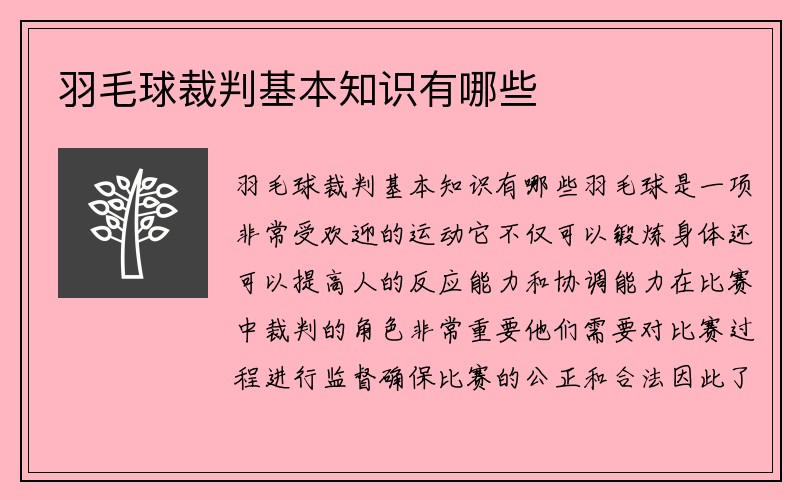 羽毛球裁判基本知识有哪些