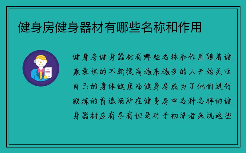 健身房健身器材有哪些名称和作用