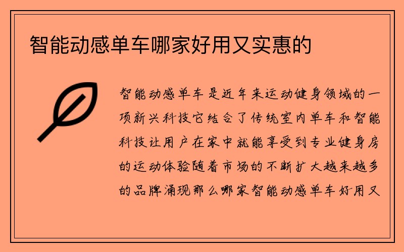 智能动感单车哪家好用又实惠的