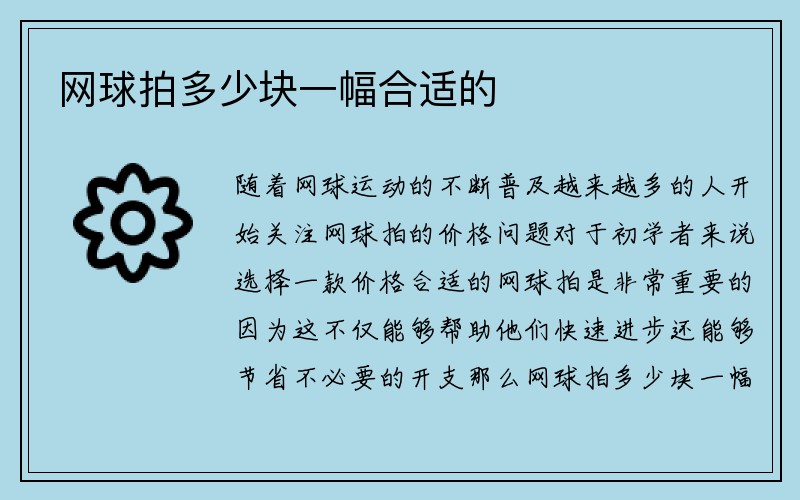 网球拍多少块一幅合适的