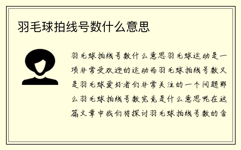 羽毛球拍线号数什么意思